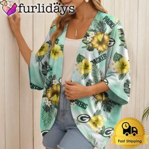 NFL Green Bay Packers Hawaii State Flower Beach Kimono Women