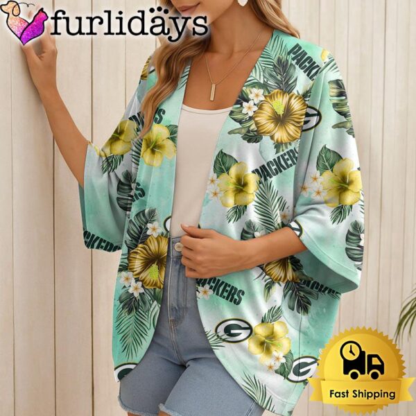 NFL Green Bay Packers Hawaii State Flower Beach Kimono Women