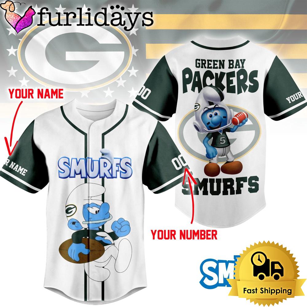 NFL Green Bay Packers The Smurfs Movie Custom Name Baseball Jersey NFL Green Bay Packers The Smurfs Movie Custom Name Baseball Jersey