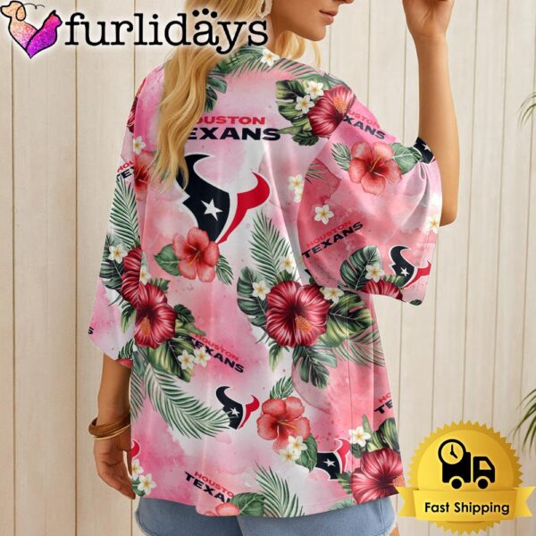 NFL Houston Texans Hawaii State Flower Beach Kimono Women
