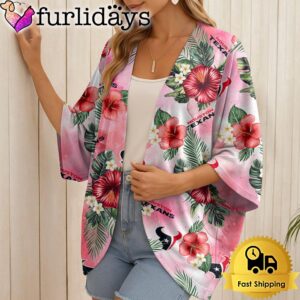 NFL Houston Texans Hawaii State Flower Beach Kimono Women