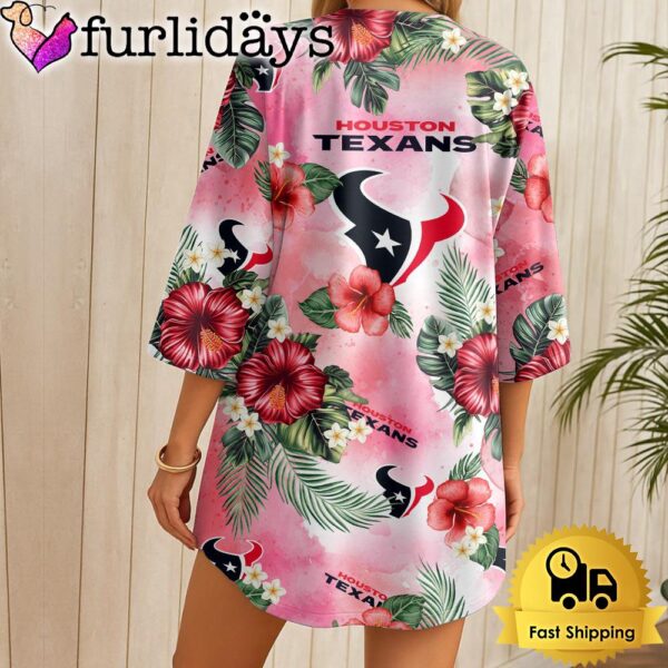 NFL Houston Texans Hawaii State Flower Beach Kimono Women