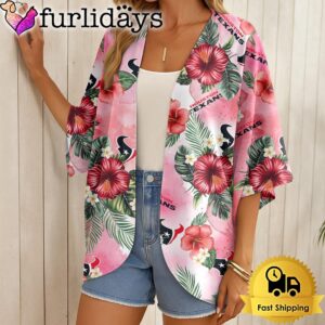 NFL Houston Texans Hawaii State Flower Beach Kimono Women