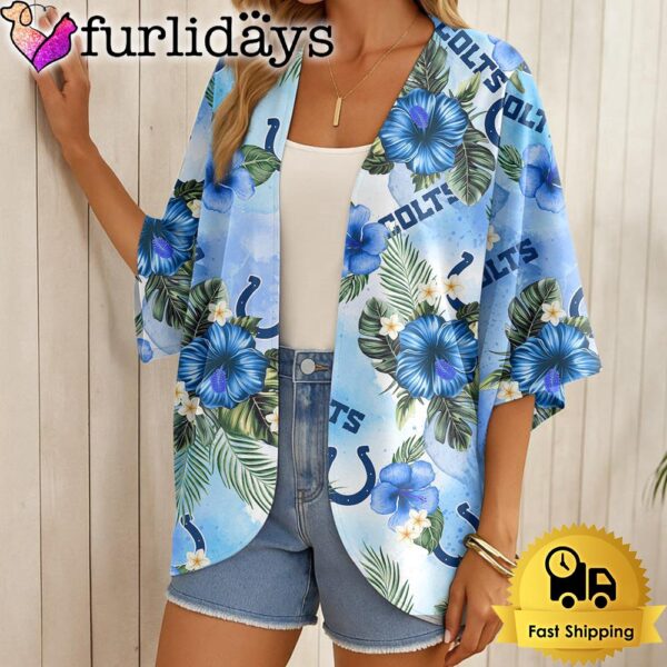 NFL Indianapolis Colts Hawaii State Flower Beach Kimono Women