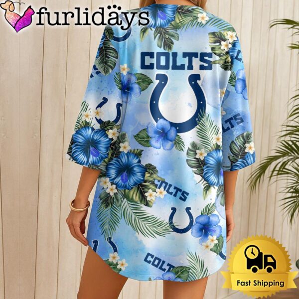 NFL Indianapolis Colts Hawaii State Flower Beach Kimono Women