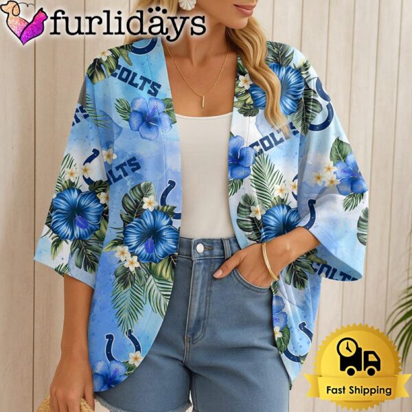 NFL Indianapolis Colts Hawaii State Flower Beach Kimono Women