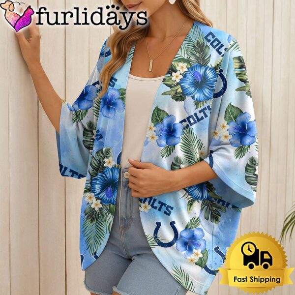 NFL Indianapolis Colts Hawaii State Flower Beach Kimono Women