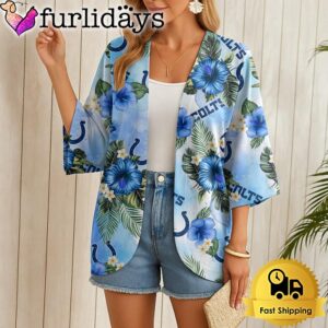 NFL Indianapolis Colts Hawaii State Flower Beach Kimono Women