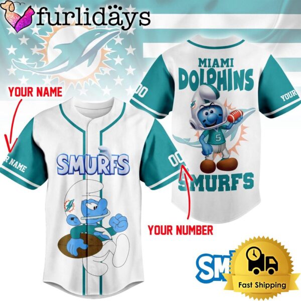 NFL Miami Dolphins The Smurfs Movie Custom Name Baseball Jersey