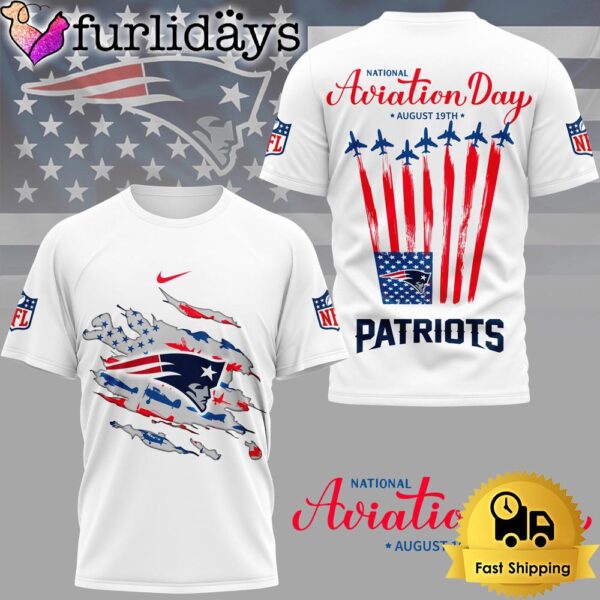 NFL New England Patriots National Aviation Day Is Celebrated On August 3D Shirt