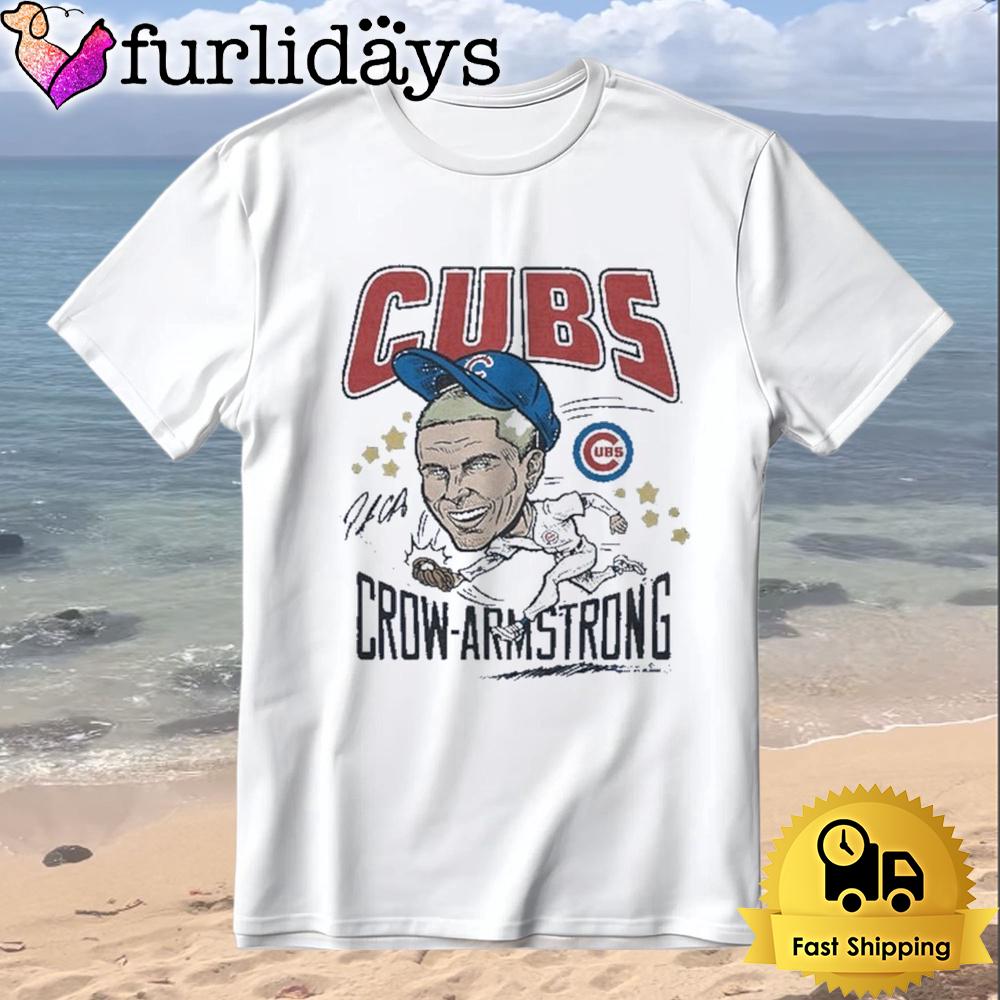 Pete Crow-Armstrong Chicago Cubs Caricature Signature T-Shirt Pete Crow-Armstrong Chicago Cubs Caricature Signature T-Shirt