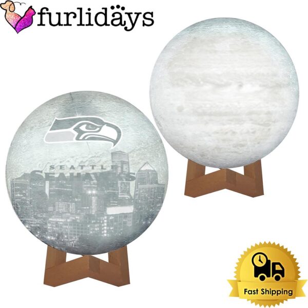 Seattle Seahawks Team Logo Skyline Color Changing Moon Lamp