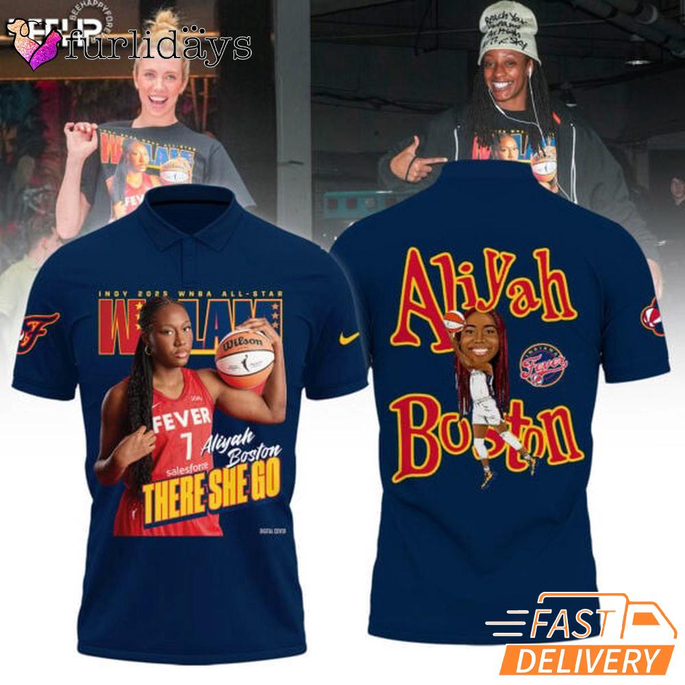 Aliyah Boston Indy 2025 WNBA All Star WSLAM Navy Polo Shirt Aliyah Boston Indy 2025 WNBA All Star WSLAM Navy Polo Shirt