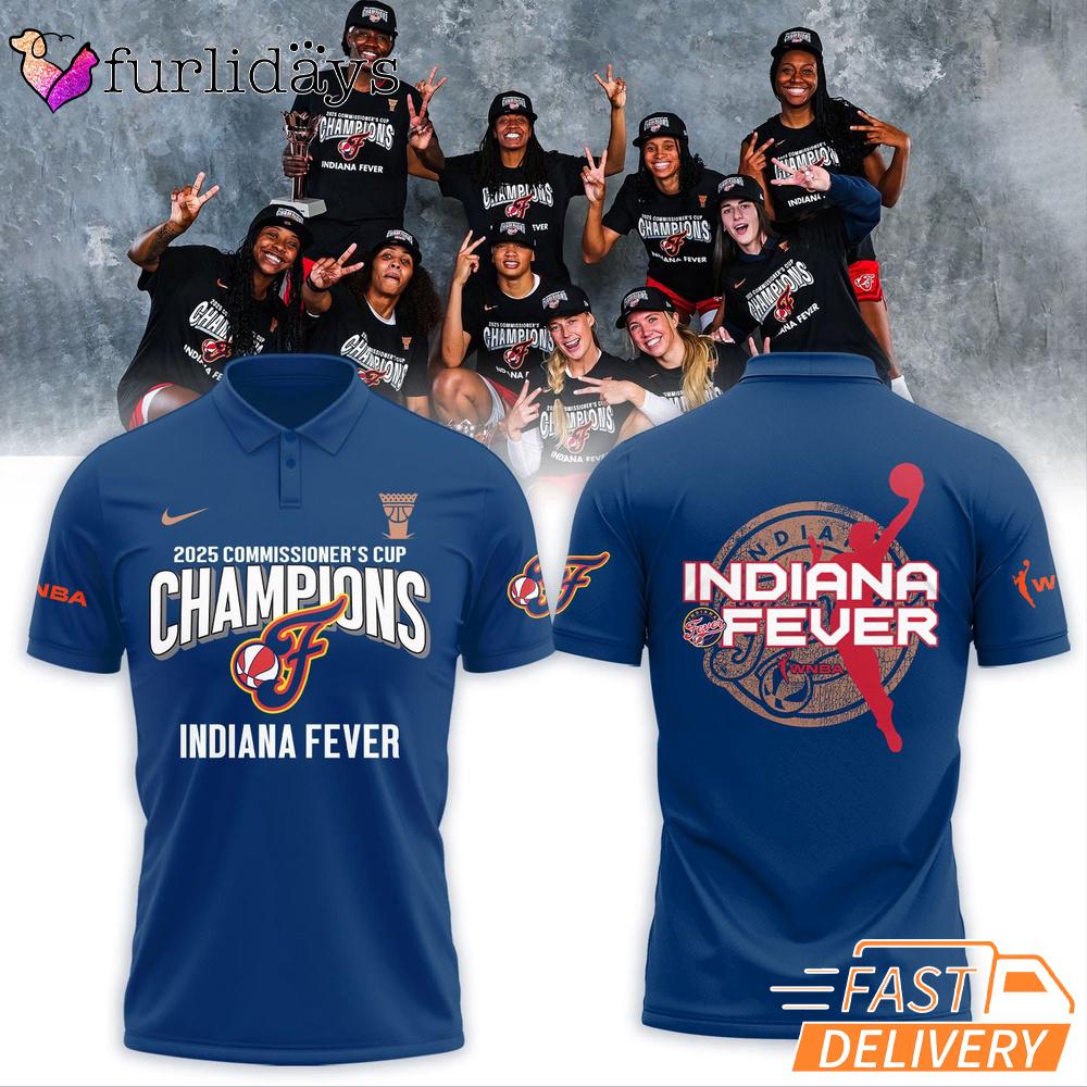 Indiana Fever 2025 Commissioner's Cup Champions Polo Shirt Indiana Fever 2025 Commissioner's Cup Champions Polo Shirt