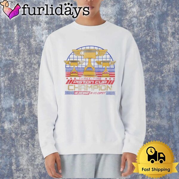 Three Time Piston Cup Champion Cars Parody Racing Trophy Shirt