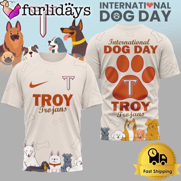 Troy Trojans NCAA Happy International Dog Day 3D Shirt