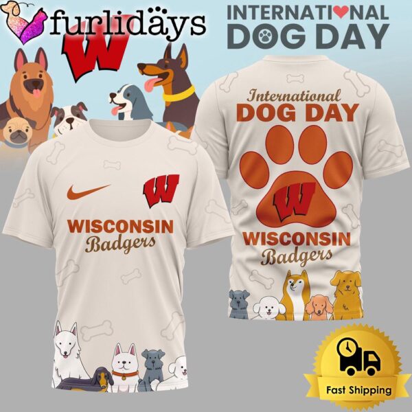 Wisconsin Badgers NCAA Happy International Dog Day 3D Shirt