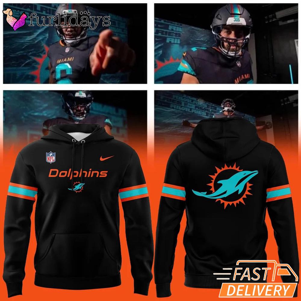 Alternate Rivalry Uniform In Black Miami Dolphins Wordmark Hoodie