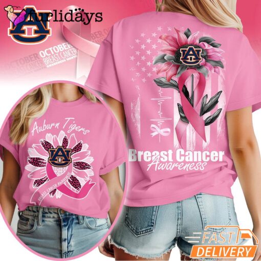 Auburn Tigers NCAA Breast Cancer Awareness Sunflower Shirt, Breast Cancer Warrior Shirt