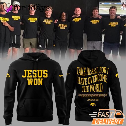 Iowa Hawkeyes Football Take Heart For I Have Overcome The World Hoodie