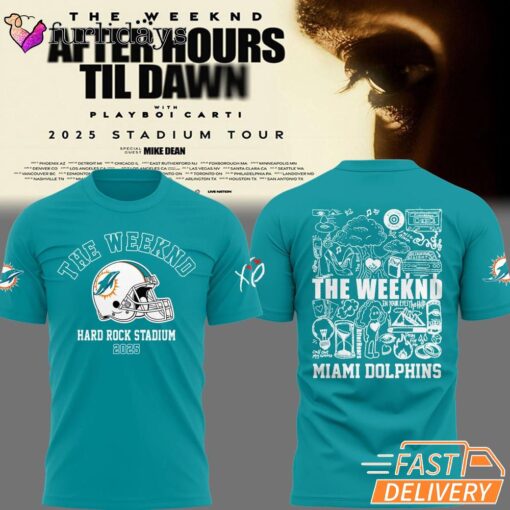 Limited Edition Miami Dolphins Football After Hours Til Dawn Tour X T-Shirt