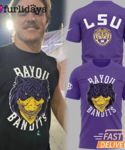 LSU Tigers Football Bayou Bandits Logo Purple Limited Edition T-Shirt