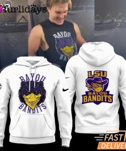 LSU Tigers Football Bayou Bandits Logo White Limited Edition Hoodie