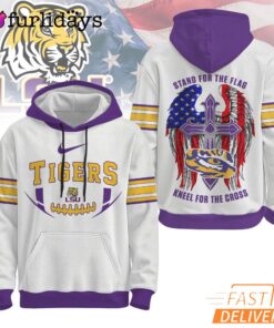 LSU Tigers NCAA Stand For The Flag Kneel For The Cross Hoodie