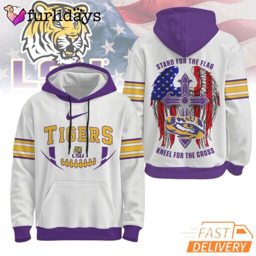 LSU Tigers NCAA Stand For The Flag Kneel For The Cross Hoodie