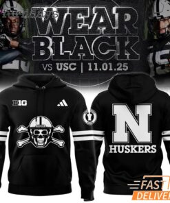 Men's Nebraska Cornhuskers Football 2025 Blackout Hoodie