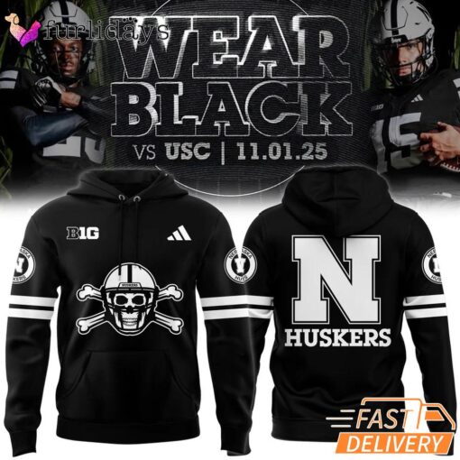 Men's Nebraska Cornhuskers Football 2025 Blackout Hoodie