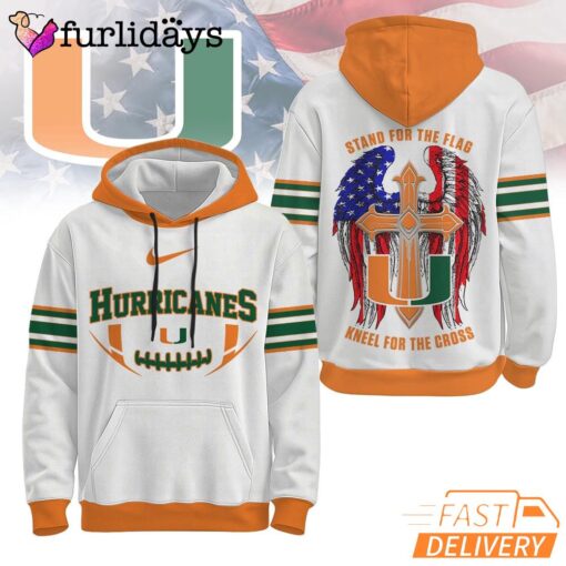 Miami Hurricanes NCAA Stand For The Flag Kneel For The Cross Hoodie