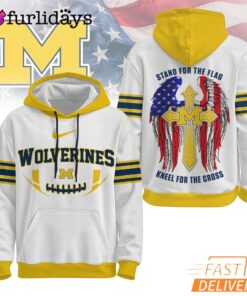 Michigan Wolverines NCAA Stand For The Flag Kneel For The Cross Hoodie
