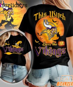 Minnesota Vikings NFL Halloween Witch 3D Shirt