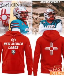 New Mexico Lobos Wordmark Logo Uniform Red Hoodie