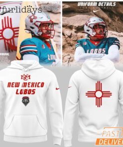 New Mexico Lobos Wordmark Logo Uniform White Hoodie