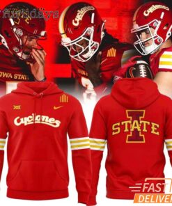 New Red Lids For The 2025 Season Iowa State Cyclones Wordmark Red Hoodie