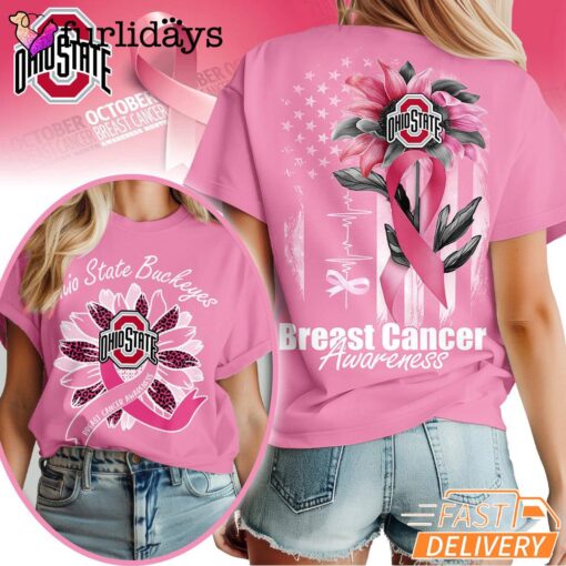 Ohio State Buckeyes NCAA Breast Cancer Awareness Sunflower Shirt, Breast Cancer Warrior Shirt