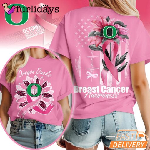 Oregon Ducks NCAA Breast Cancer Awareness Sunflower Shirt, Breast Cancer Warrior Shirt