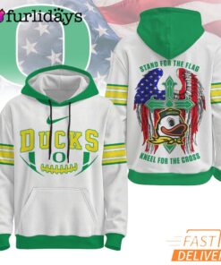 Oregon Ducks NCAA Stand For The Flag Kneel For The Cross Hoodie