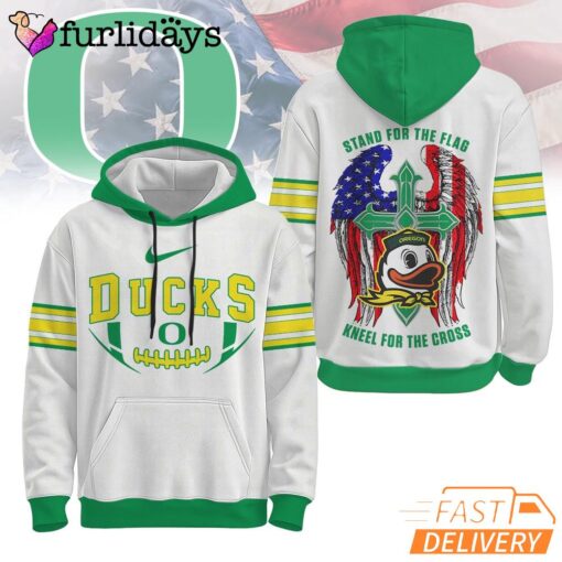 Oregon Ducks NCAA Stand For The Flag Kneel For The Cross Hoodie