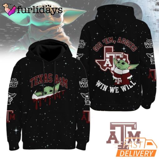 Texas A&M Aggies NCAA Baby Yoda It's All About The U Win We Will Hoodie
