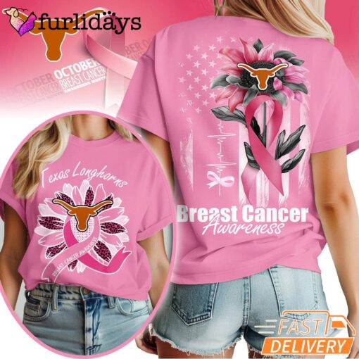 Texas Longhorns NCAA Breast Cancer Awareness Sunflower Shirt, Breast Cancer Warrior Shirt