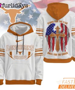 Texas Longhorns NCAA Stand For The Flag Kneel For The Cross Hoodie