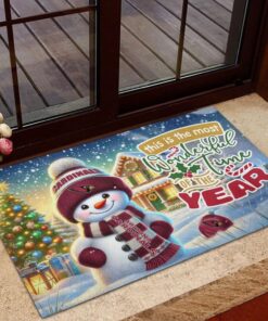 Arizona Cardinals NFL Cute Snowman Christmas Rubber Base Doormat