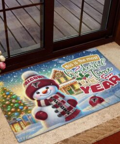 Atlanta Falcons NFL Cute Snowman Christmas Rubber Base Doormat