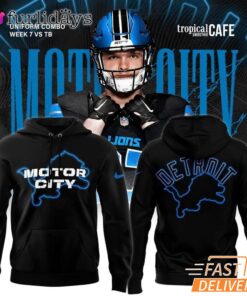 Black Detroit Lions Motor City Pullover Hoodie