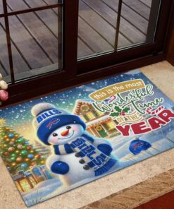 Buffalo Bills NFL Cute Snowman Christmas Rubber Base Doormat