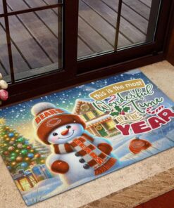 Chicago Bears NFL Cute Snowman Christmas Rubber Base Doormat