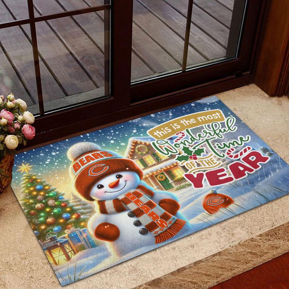 Chicago Bears NFL Cute Snowman Christmas Rubber Base Doormat Chicago Bears NFL Cute Snowman Christmas Rubber Base Doormat